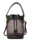 Mesh Vitello Grace F is FNDI FF 1974 Mini Mon Tresor Bucket Bag Marrone Black Ebano