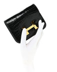 Shiny Alligator Constance Slim Wallet Black