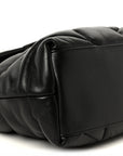 Lambskin Quilted Monogram Monochrome Medium Loulou Puffer Chain Satchel Black