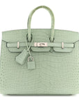 Matte Alligator Birkin Sellier 25 Vert D'eau