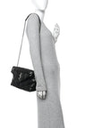 Lambskin Quilted Small Loulou Puffer Monogram Chain Satchel Black