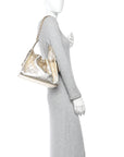 Metallic Caviar Quilted Small CHNL 25 Handbag Gold