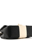Lambskin Quilted Mini Rectangular Flap Black White