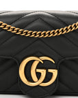Calfskin Matelasse Super Mini GG Marmont Shoulder Bag Black