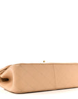 Caviar Quilted Jumbo Double Flap Beige
