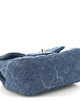 Denim CC Quilted Mini Square Flap Blue