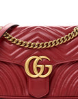 Calfskin Matelasse Small GG Marmont Shoulder Bag Hibiscus Red