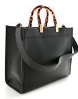 Vitello King Plexiglass Elaphe Snakeskin Print Logo Medium FNDI Sunshine Shopper Tote Dark Asphalt