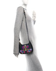 Satin Crystal Embellished La Medusa Mini Hobo Bag Black Multicolor