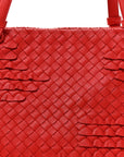 Nappa Intrecciato Ruffle Tote Red