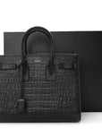 Calfskin Crocodile Embossed Small Sac de Jour Black