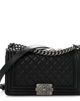 Lambskin Quilted Medium Boy Flap Black