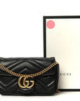Calfskin Matelasse Super Mini GG Marmont Shoulder Bag Black