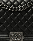 Calfskin Quilted Medium Boy Flap Black