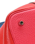 Taurillon Clemence Casaque Picotin Lock 22 MM Rouge De Coeur Rose Extreme Bleu Zanzibar