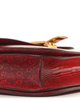 Lizard Medium Classic Box Flap Bag Ruby