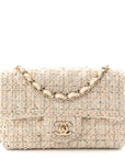 Tweed Quilted Mini Rectangular Flap Off White