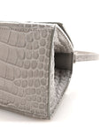 Shiny Calfskin Crocodile Embossed Small Hourglass Top Handle Bag BLCG Grey