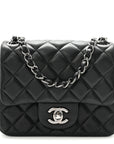 Lambskin Quilted Mini Square Flap Black