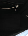 Washed Frayed Denim Logo Small Hardware Tote Blue