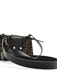 Recycled Fabric Jacquard Vitello Grace FF 1974 Baguette Belt Pouch Tobacco Moro Black