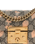 GG Supreme Monogram Berry Textured Dollar Calfskin Small Padlock Shoulder Bag Beige Ebony Light Copper Mystic White