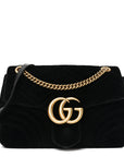 Velvet Matelasse Medium GG Marmont Shoulder Bag Black