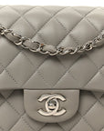 Lambskin Quilted Small Double Flap Grey