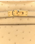 Ostrich Kelly Pochette Clutch Parchemin