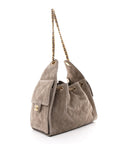 Suede Quilted Small CHNL 25 Handbag Dark Grey