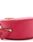 Lambskin Quilted CHNL 19 Round Clutch With Chain Pink