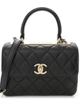 Lambskin Quilted Mini Trendy CC Dual Handle Flap Bag Black