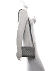 GG Supreme Monogram Textured Dollar Calfskin Web Small Ophidia Shoulder Bag Grey Black Graphite Grey