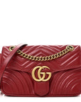 Calfskin Matelasse Small GG Marmont Shoulder Bag Hibiscus Red