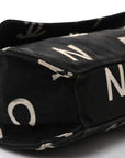 Canvas Quilted Letter Printed Flap Black