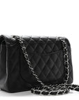 Caviar Quilted Small Double Flap Black