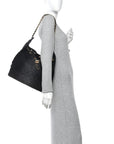 Washed Denim Quilted Medium CHNL 25 Handbag Black
