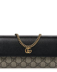 Dollar Calfskin GG Supreme Monogram Petite GG Marmont Wallet Chain Bag Black Beige Ebony