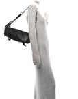 Shiny Grained Calfskin Macrocannage Medium D-Journey Bag Black