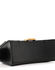 Shiny Box Calfskin Hourglass Top Handle Bag XS Black