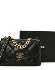 Lambskin Quilted Large CHNL 19 Flap Black