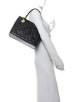 Caviar Quilted Medallion Tote Black