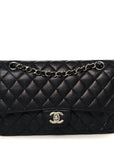 Caviar Quilted Medium Double Flap Black