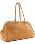 Suede Crocodile Embossed Le Turismo Bowling Bag Camel