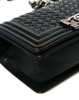 Lambskin Braided Woven Small Boy Flap Black