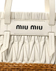 Nappa Matelasse Wicker Basket Bag White Miele