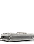 Metallic Nappa Matelasse Chain Crossbody Silver