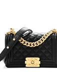 Caviar Quilted Small Boy Flap Black