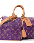 Calfskin Embroidered Monogram Speedy P9 Bandouliere 30 Golden Lotus Purple