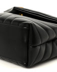 Calfskin Y Quilted Monogram Small Loulou Chain Satchel Black